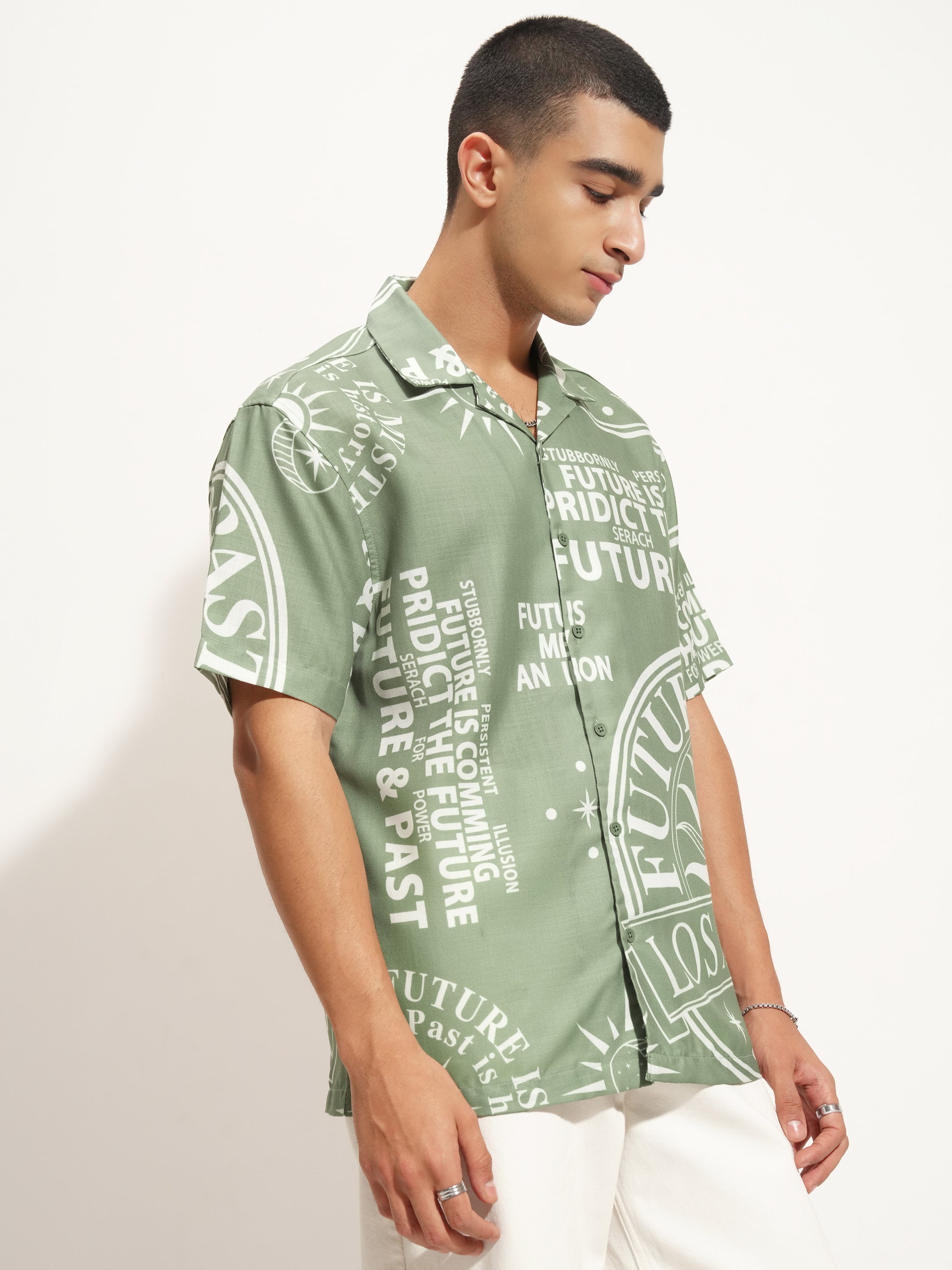 Highlander Men Green Printed Relaxed Fit Casual Shirt - Green - Image 6