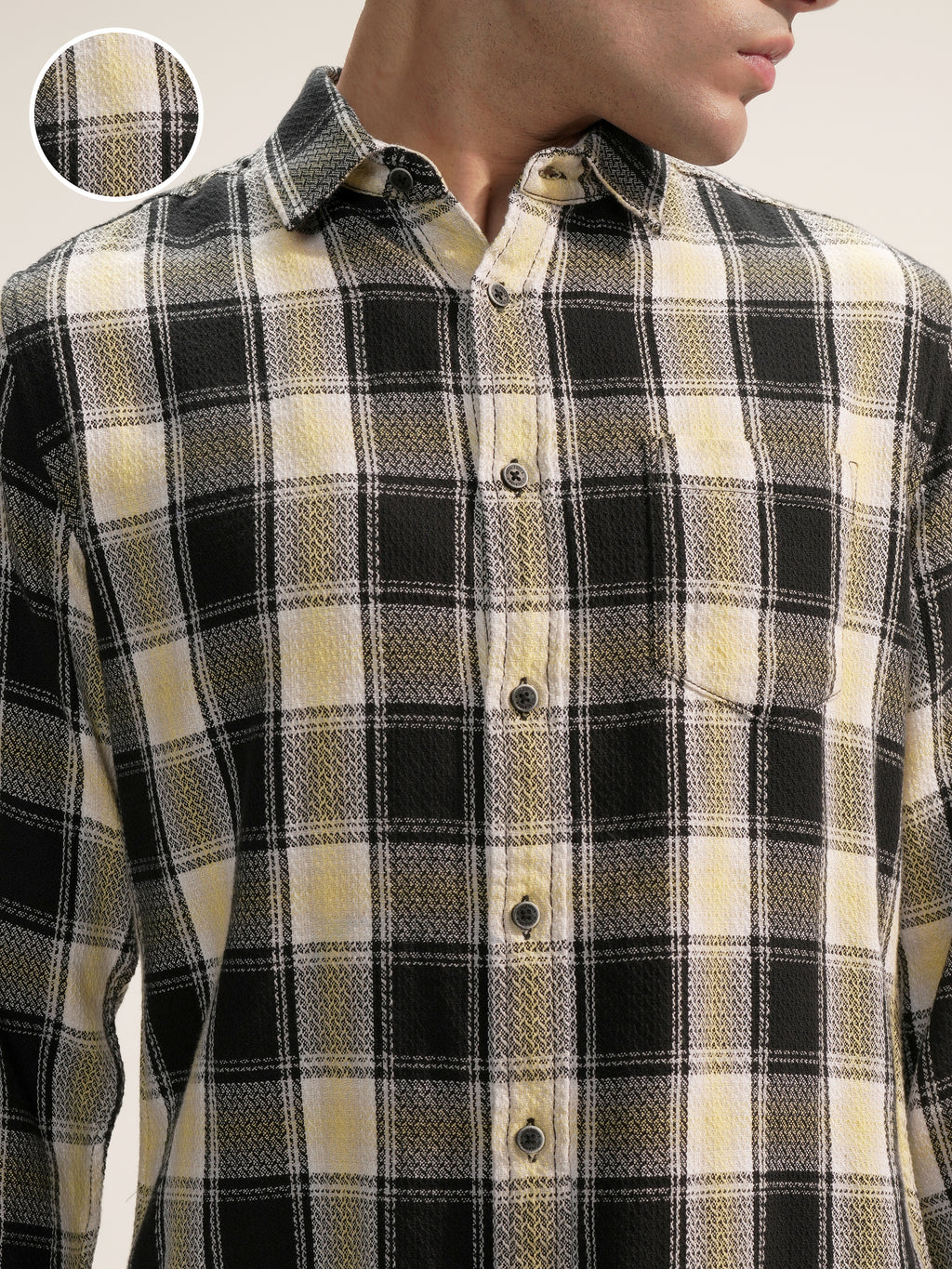 Highlander Men Black Checked Slim Fit Casual Shirt - Black - Image 5