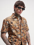 Highlander Men Rust Printed Relaxed Fit Casual Shirt - Rust - Image 1