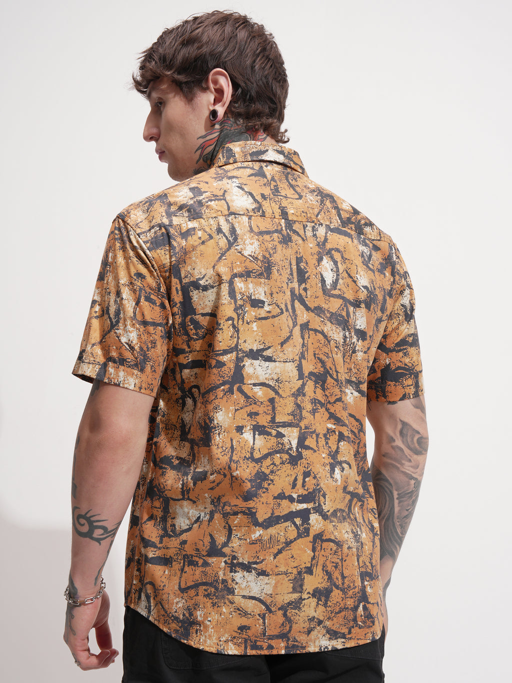 Highlander Men Rust Printed Relaxed Fit Casual Shirt - Rust - Image 3