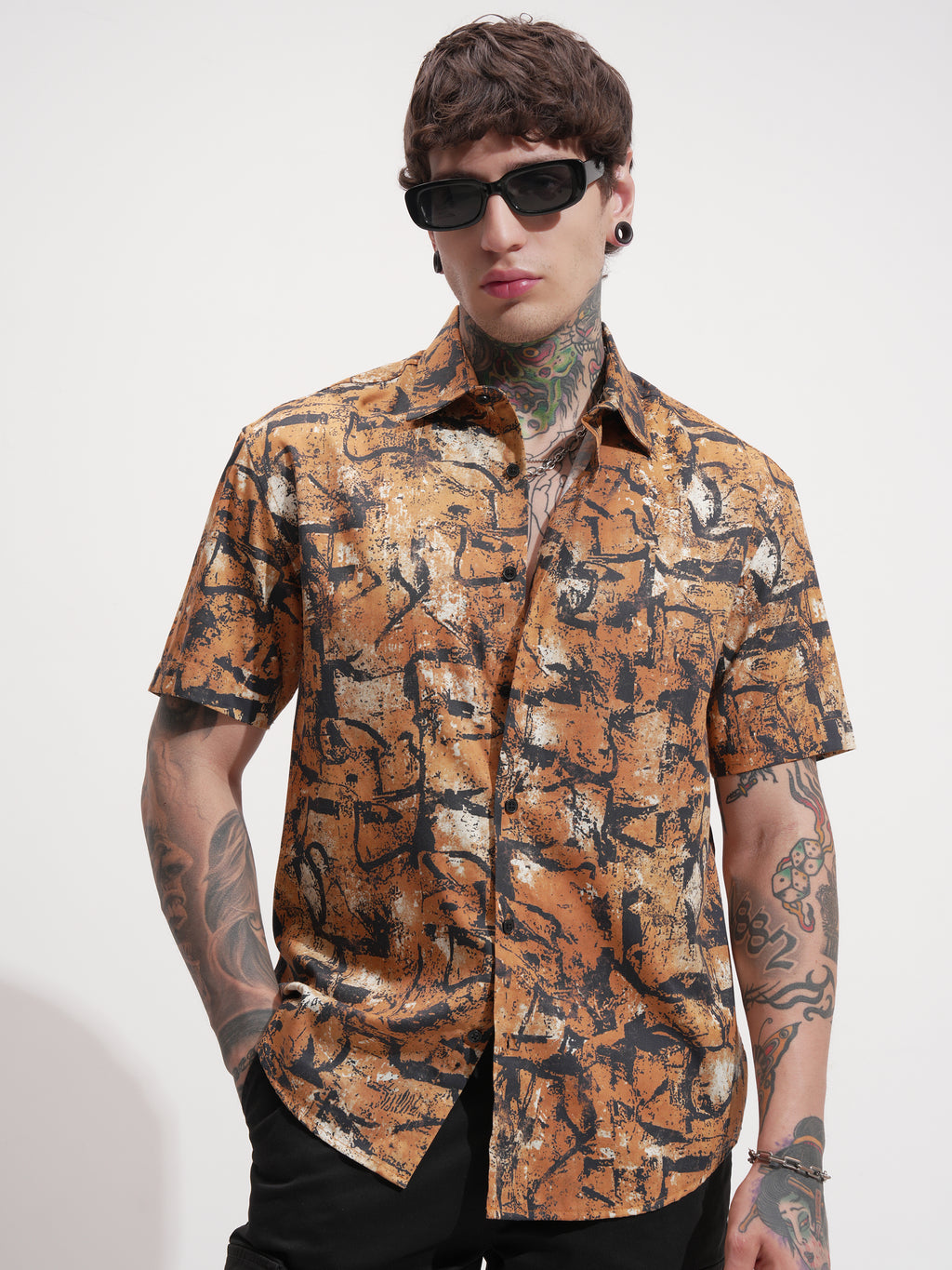 Highlander Men Rust Printed Relaxed Fit Casual Shirt - Rust - Image 6