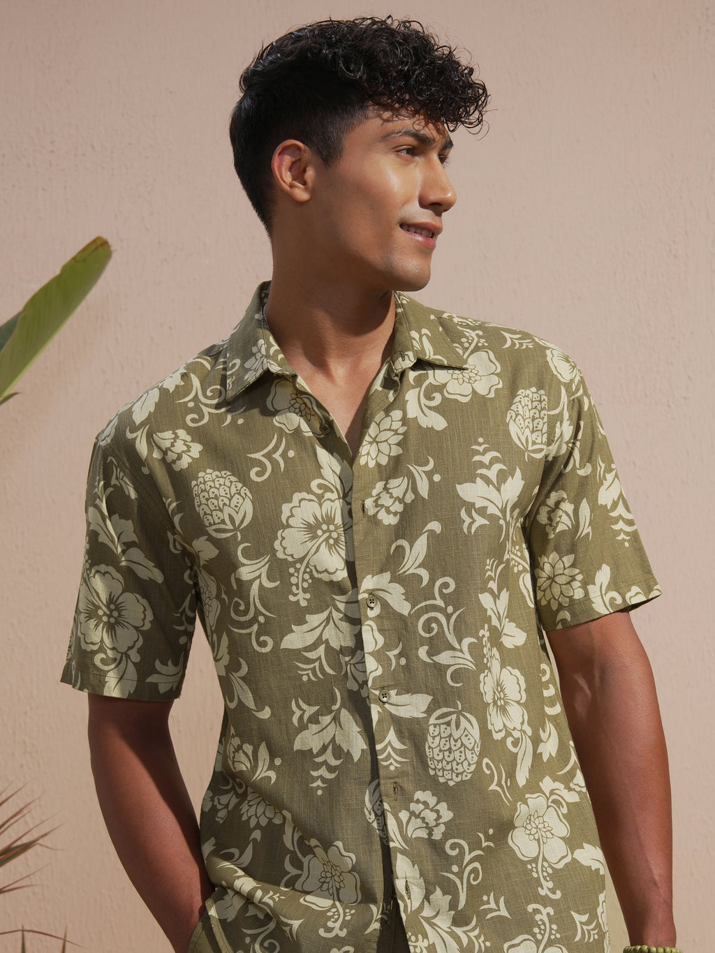 Highlander Men Olive Printed Relaxed Fit Casual Shirt - Olive - Image 1