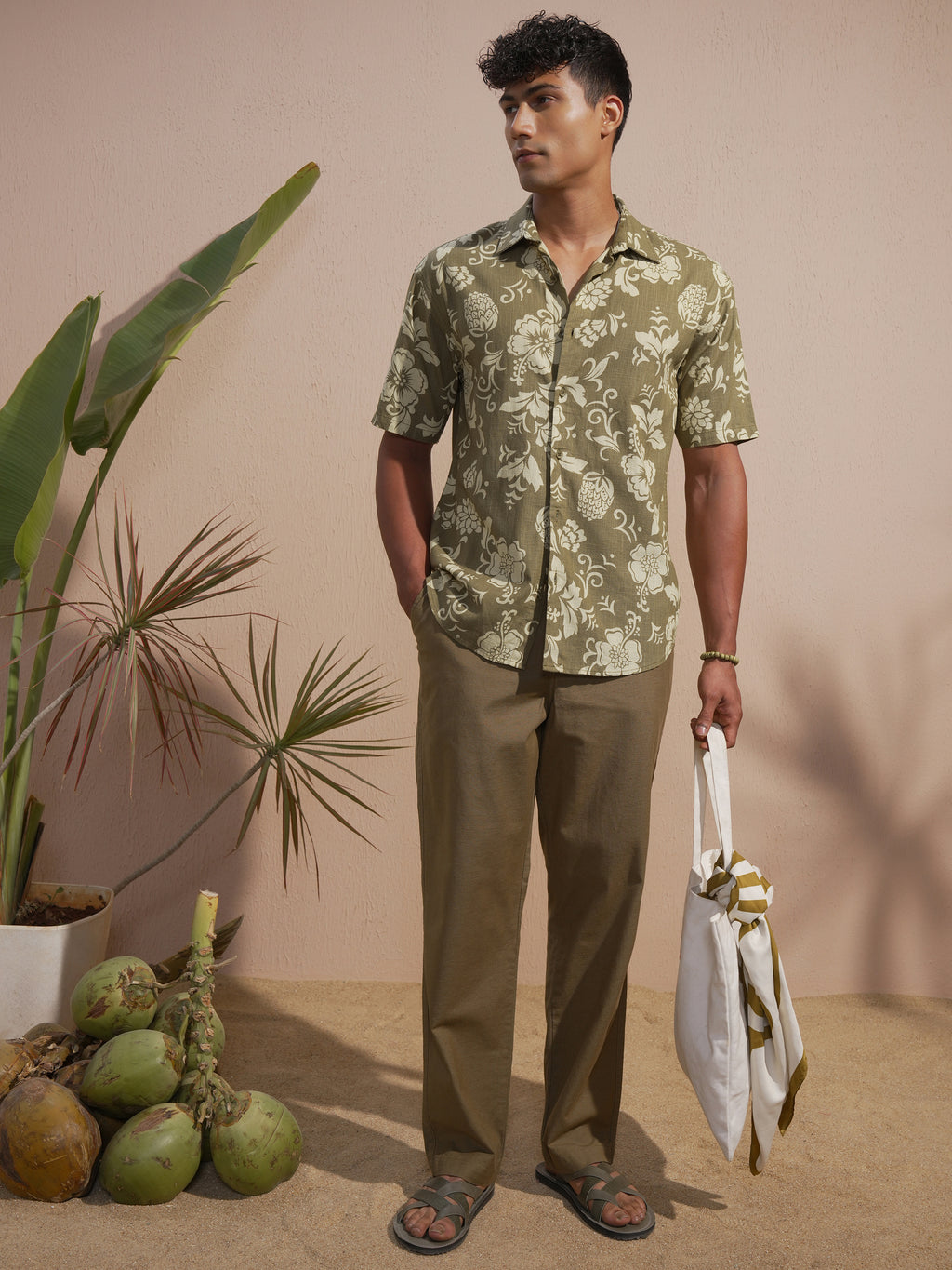 Highlander Men Olive Printed Relaxed Fit Casual Shirt - Olive - Image 2
