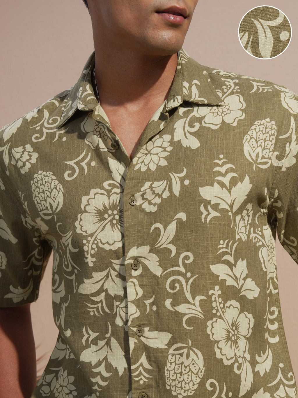 Highlander Men Olive Printed Relaxed Fit Casual Shirt - Olive - Image 5