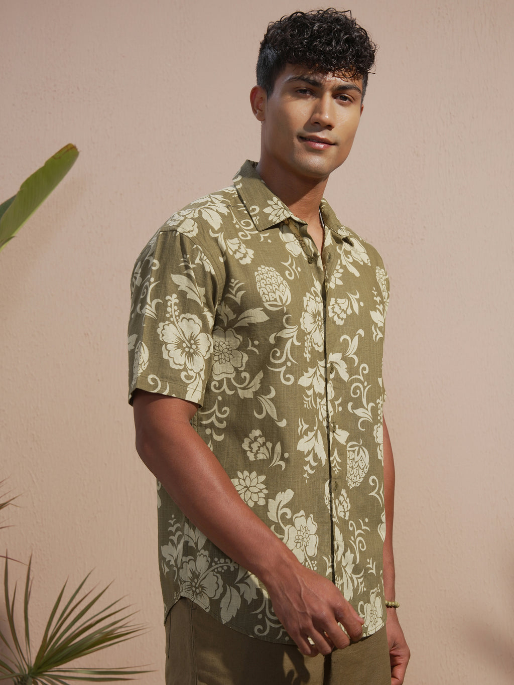 Highlander Men Olive Printed Relaxed Fit Casual Shirt - Olive - Image 6