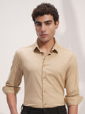 Highlander Men Beige Self Design Slim Fit Casual Shirt - Beige - Image 1