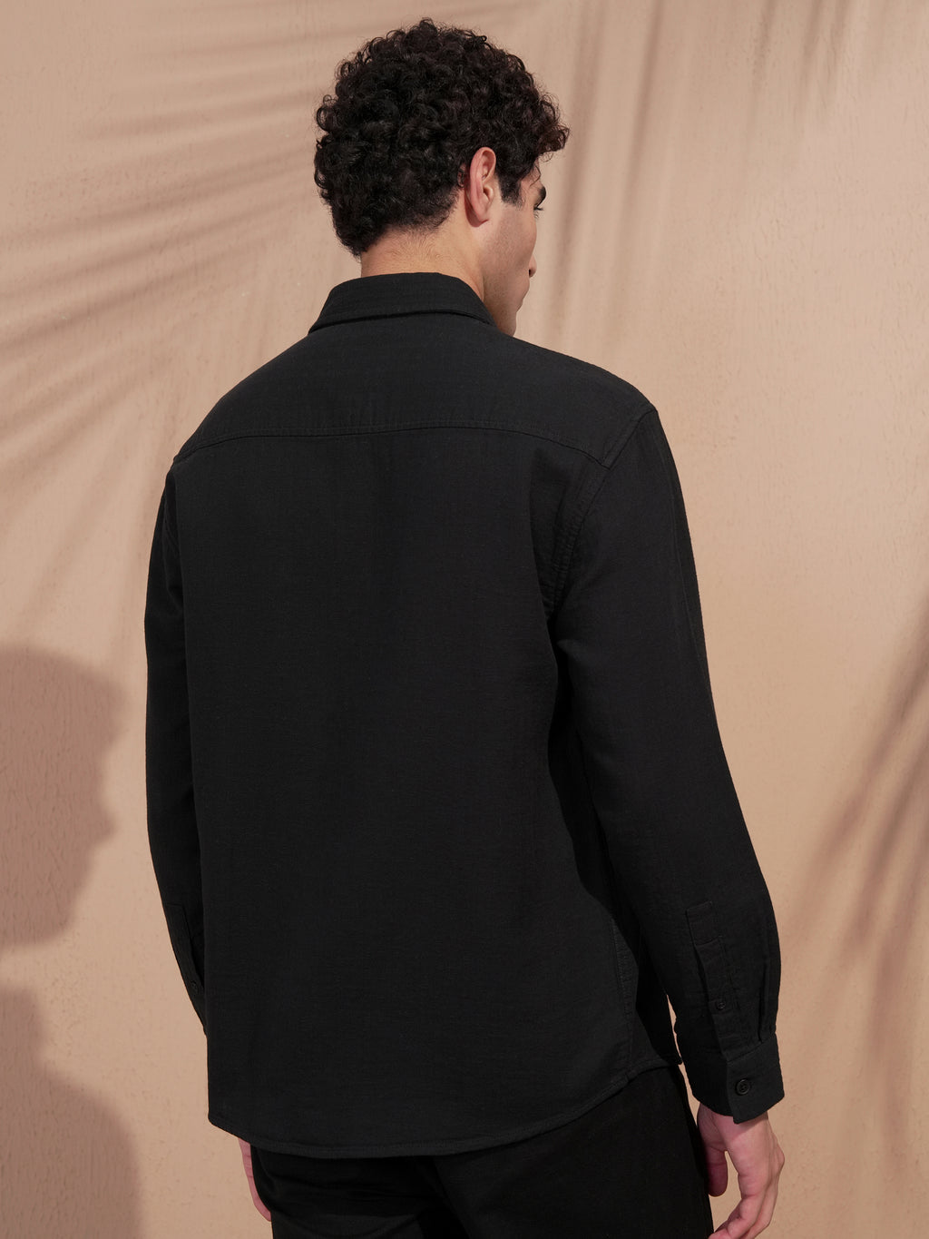 Highlander Men Black Self Design Relaxed Fit Casual Shirt - Black - Image 3