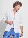 Highlander Men White Self Design Relaxed Fit Casual Shirt - White - Image 1