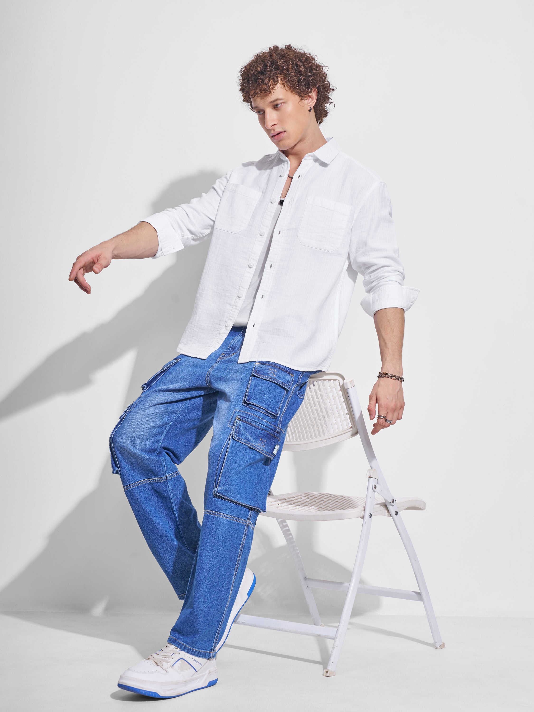 Highlander Men White Self Design Relaxed Fit Casual Shirt - White - Image 2