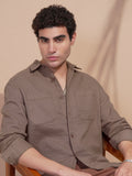 Highlander Men Brown Self Design Relaxed Fit Casual Shirt - Brown - Image 1