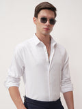Highlander Men White Self Design Slim Fit Casual Shirt - White - Image 1