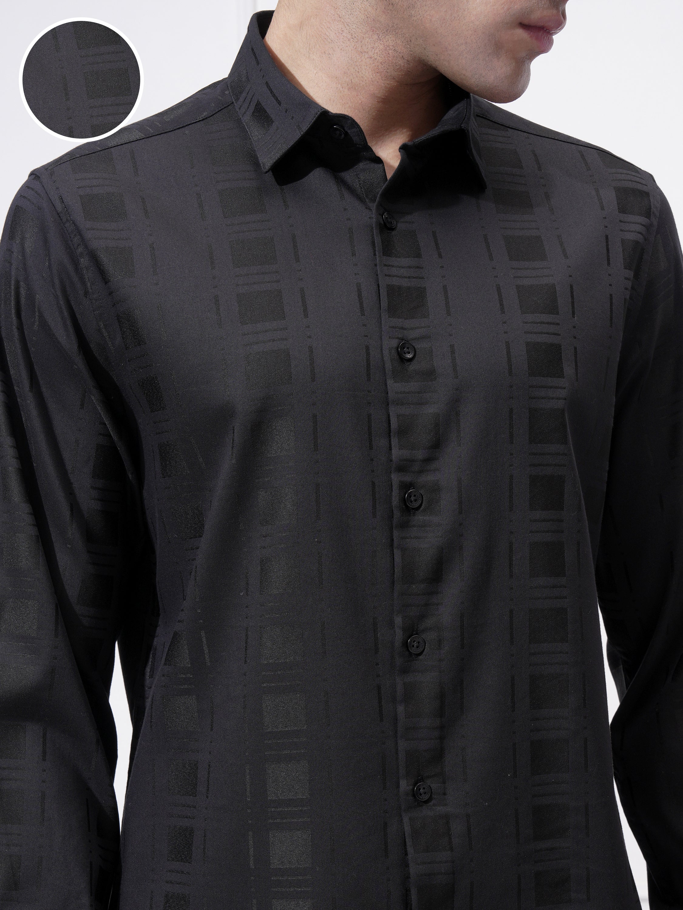 Highlander Men Black Checked Slim Fit Casual Shirt - Black - Image 5