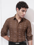 Highlander Men Rust Checked Slim Fit Casual Shirt - Rust - Image 1