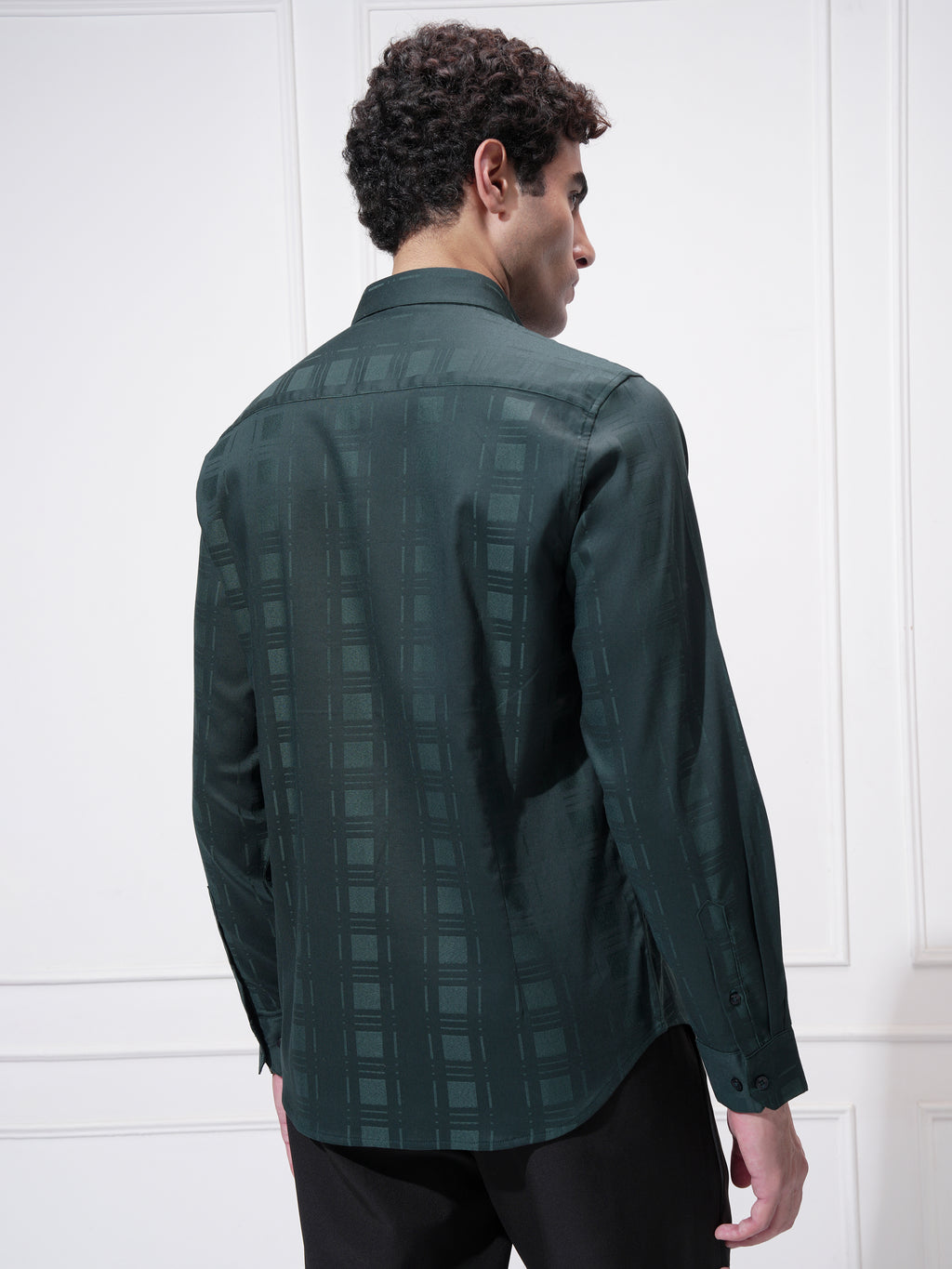 Highlander Men Green Checked Slim Fit Casual Shirt - Green - Image 3