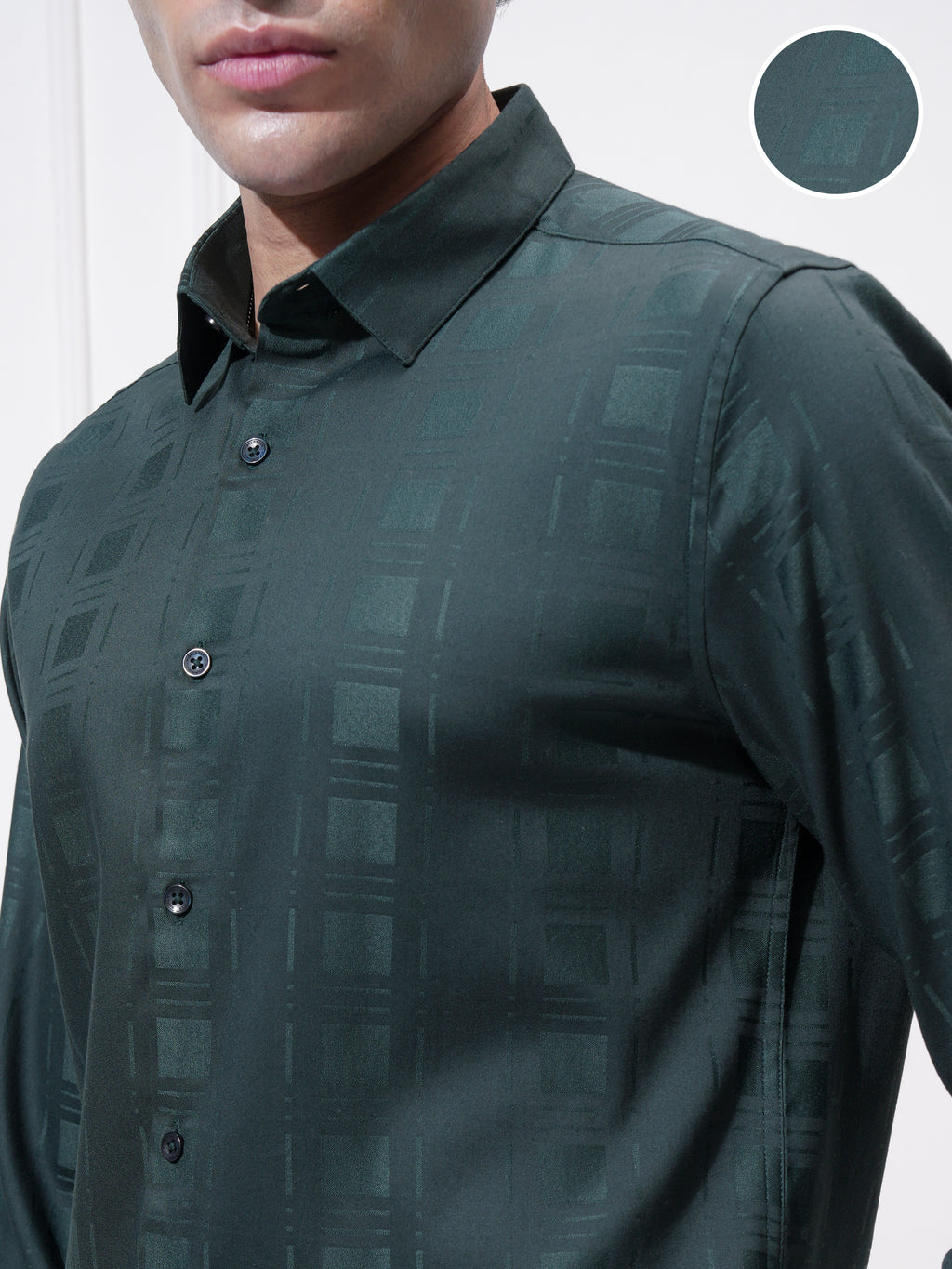 Highlander Men Green Checked Slim Fit Casual Shirt - Green - Image 5
