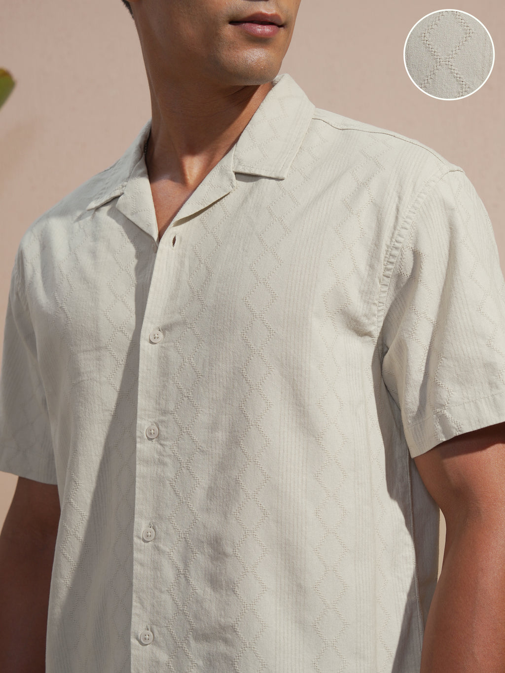 Highlander Men Tan Self Design Relaxed Fit Casual Shirt - Tan - Image 5