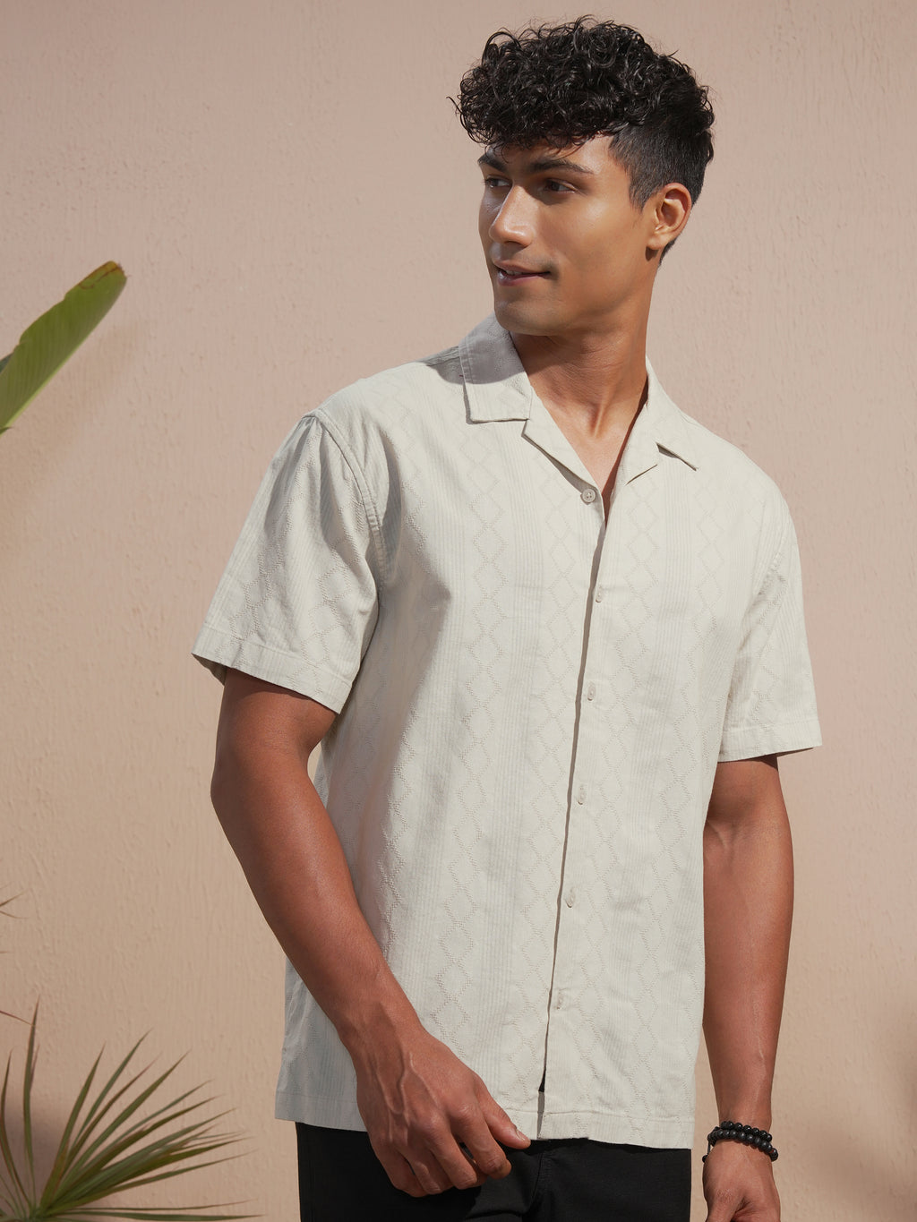 Highlander Men Tan Self Design Relaxed Fit Casual Shirt - Tan - Image 6