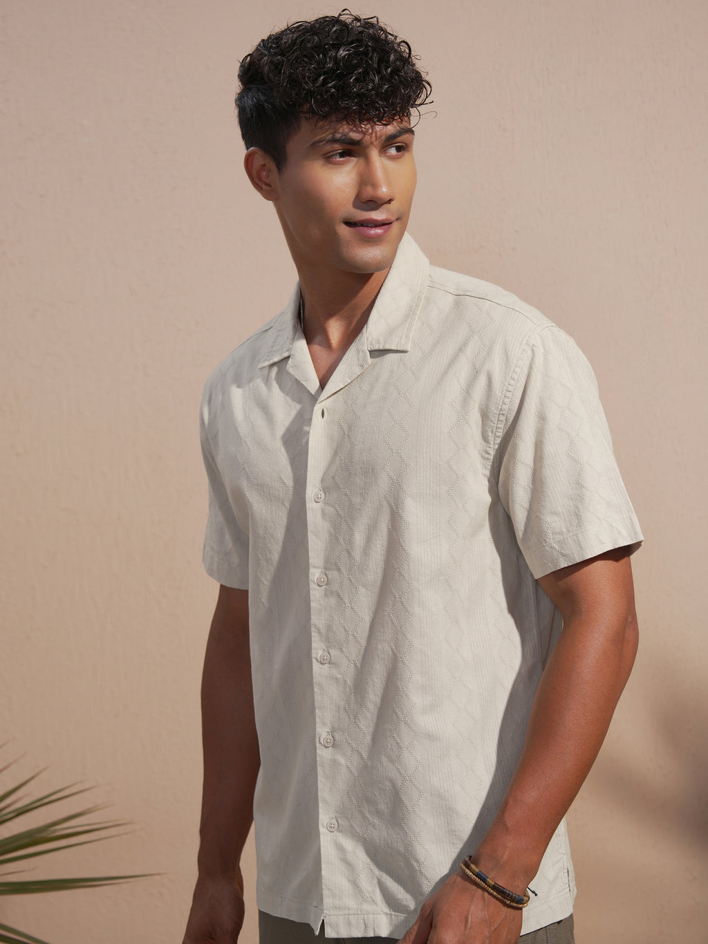 Highlander Men Tan Self Design Relaxed Fit Casual Shirt - Tan - Image 4