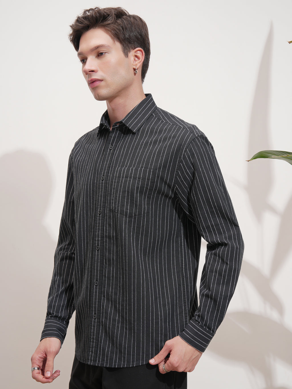 Highlander Men Black Striped Relaxed Fit Casual Shirt - Black - Image 4