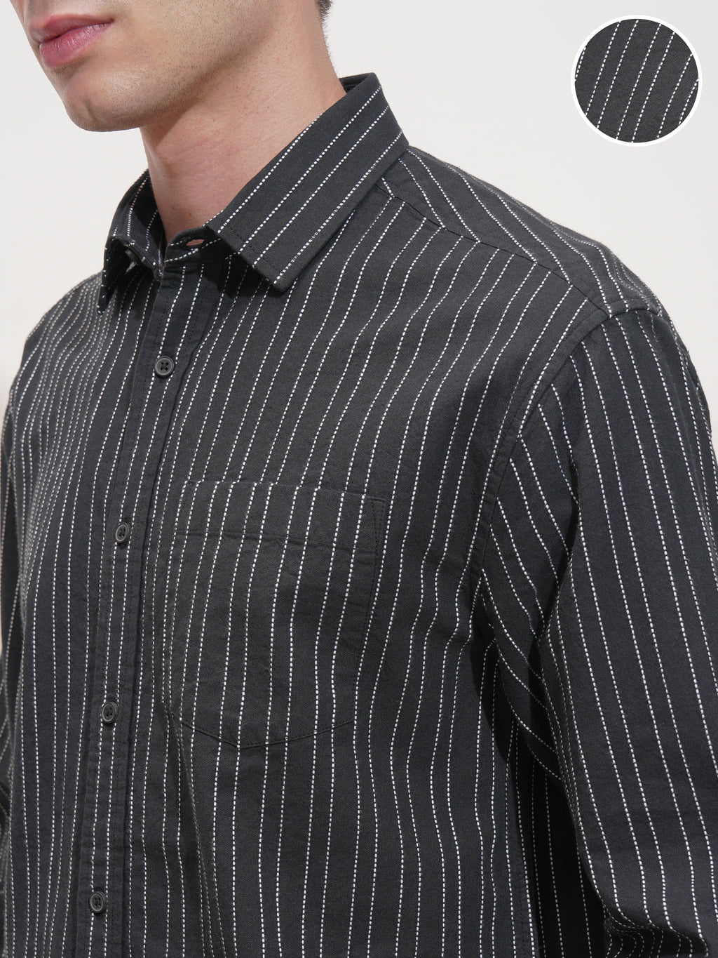Highlander Men Black Striped Relaxed Fit Casual Shirt - Black - Image 5