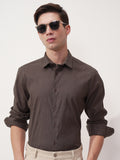 Highlander Men Brown Self Design Slim Fit Casual Shirt - Brown - Image 1