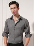 Highlander Men Charcoal Self Design Slim Fit Casual Shirt - Charcoal - Image 1