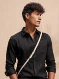 Highlander Men Black Striped Slim Fit Casual Shirt - Black - Image 1