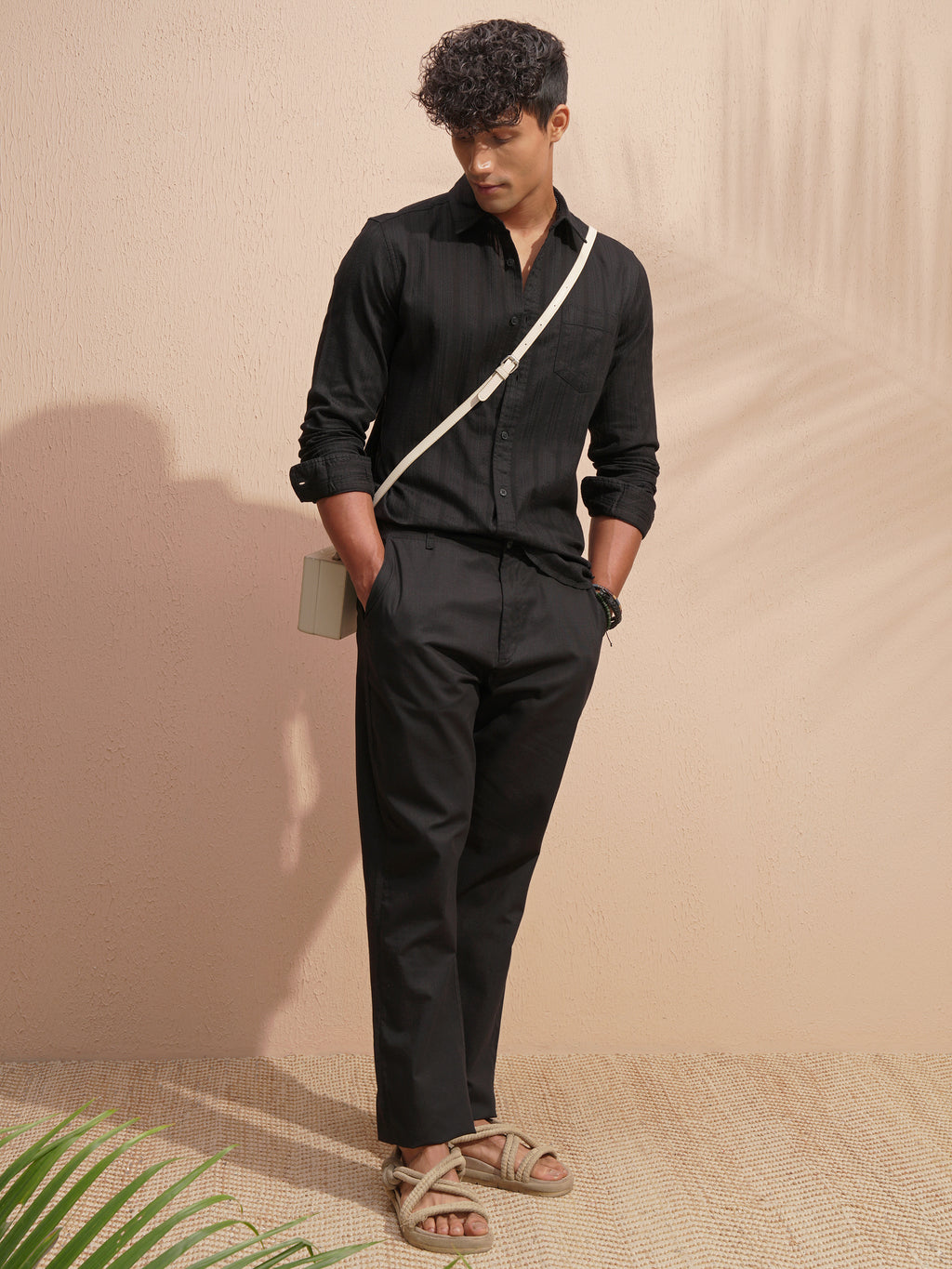 Highlander Men Black Striped Slim Fit Casual Shirt - Black - Image 2