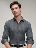 Highlander Men Grey Striped Slim Fit Casual Shirt - Grey - Image 1