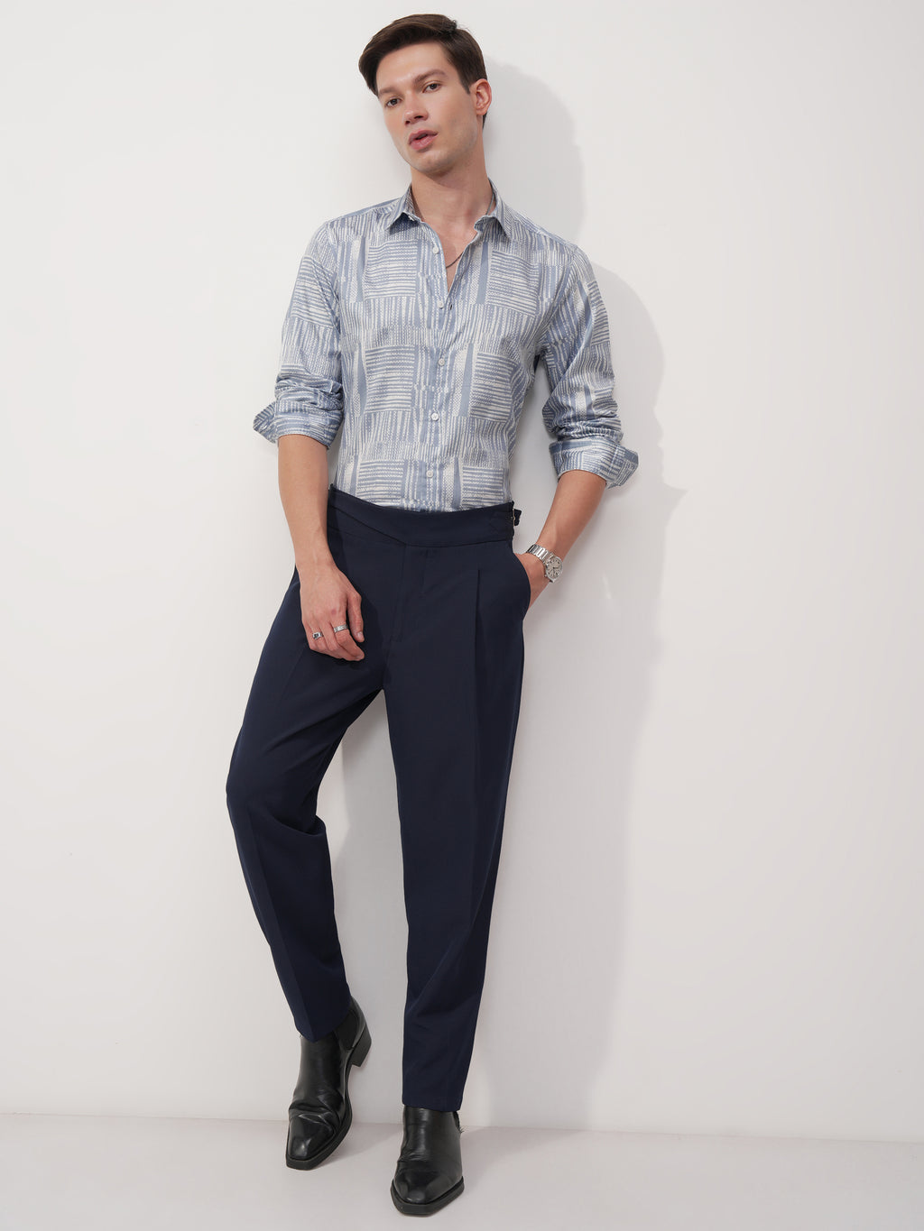 Highlander Men Blue Printed Slim Fit Casual Shirt - Blue - Image 2