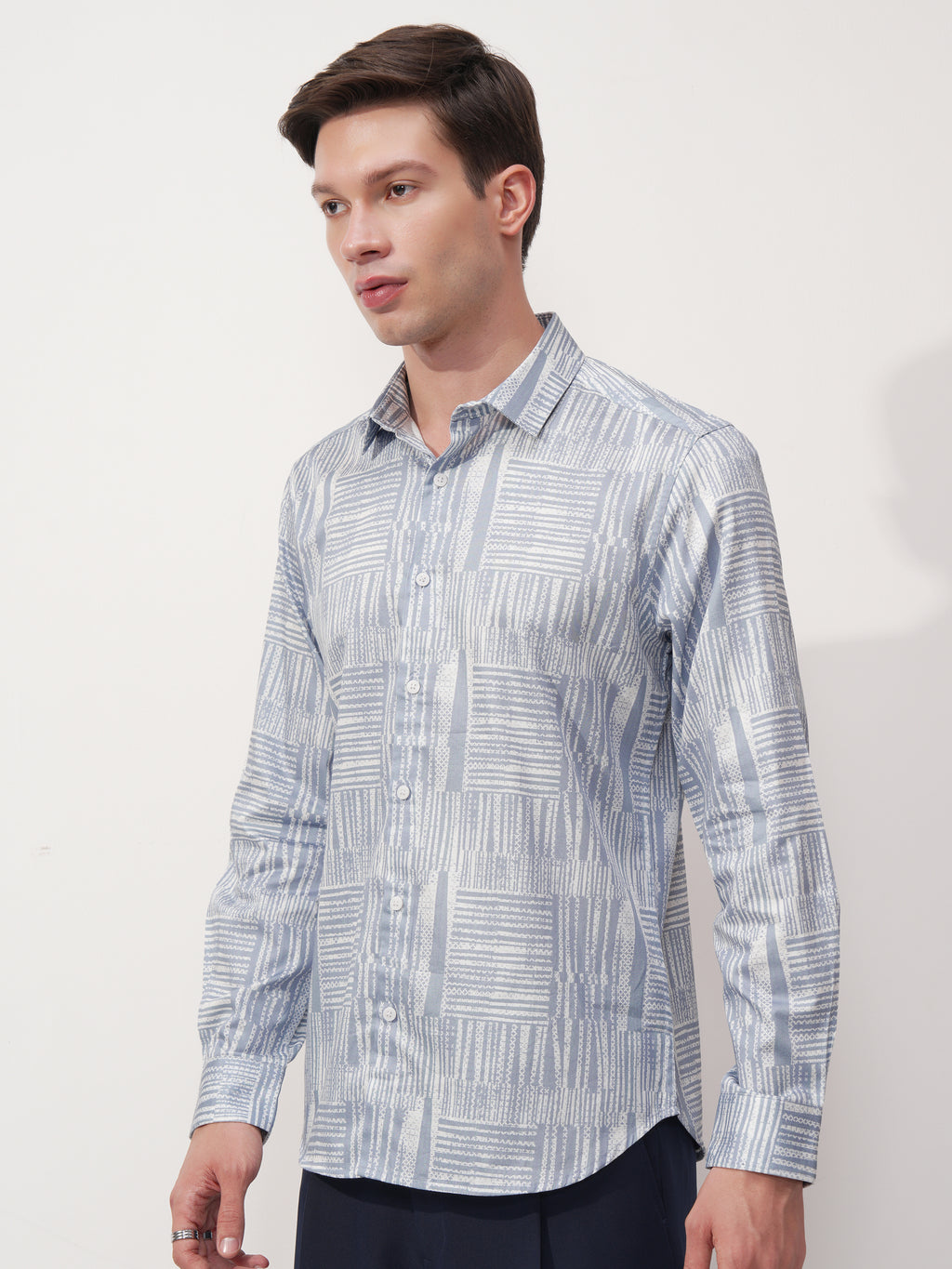 Highlander Men Blue Printed Slim Fit Casual Shirt - Blue - Image 4