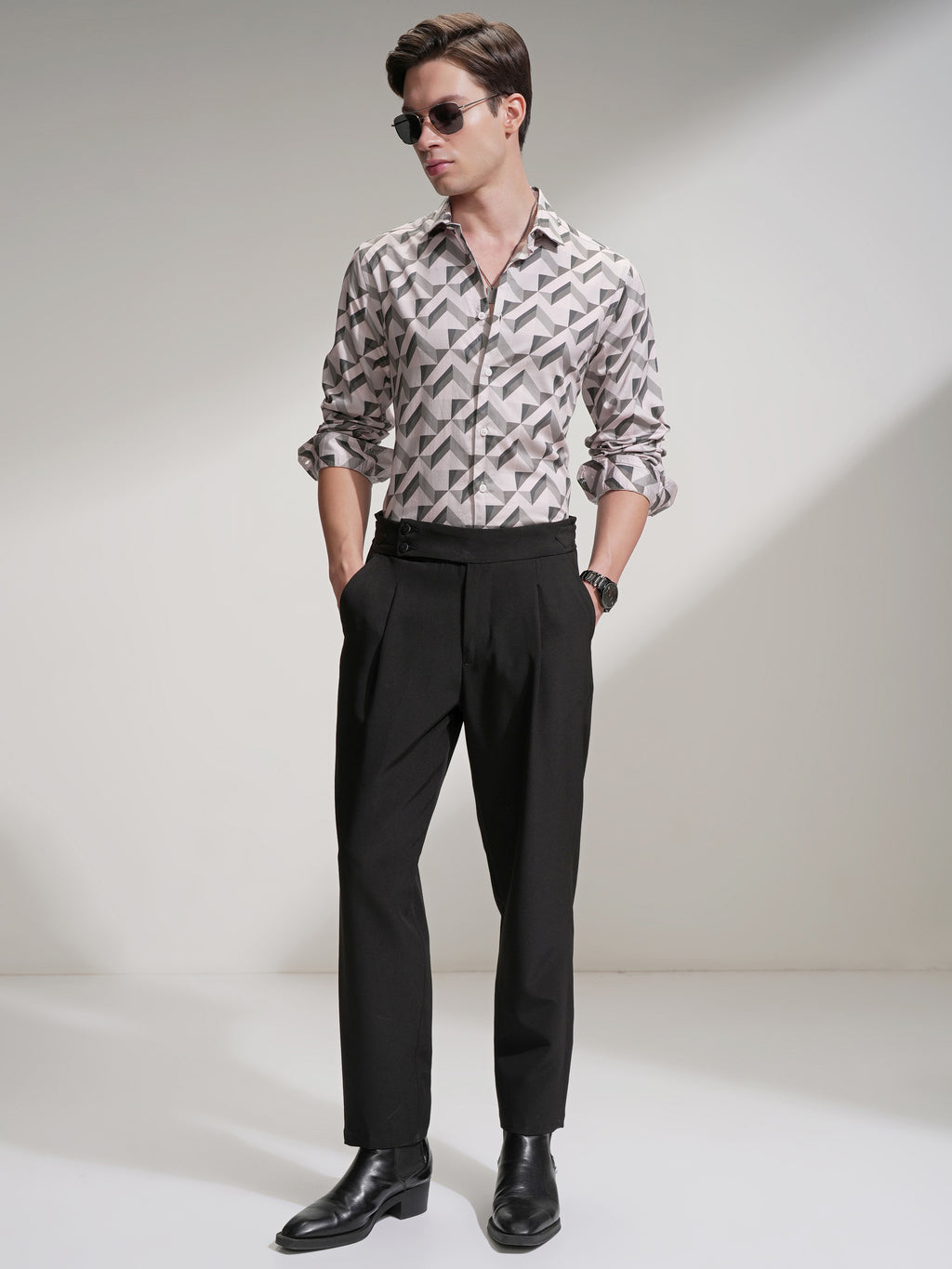 Highlander Men Multi Self Design Slim Fit Casual Shirt - Multi - Image 2