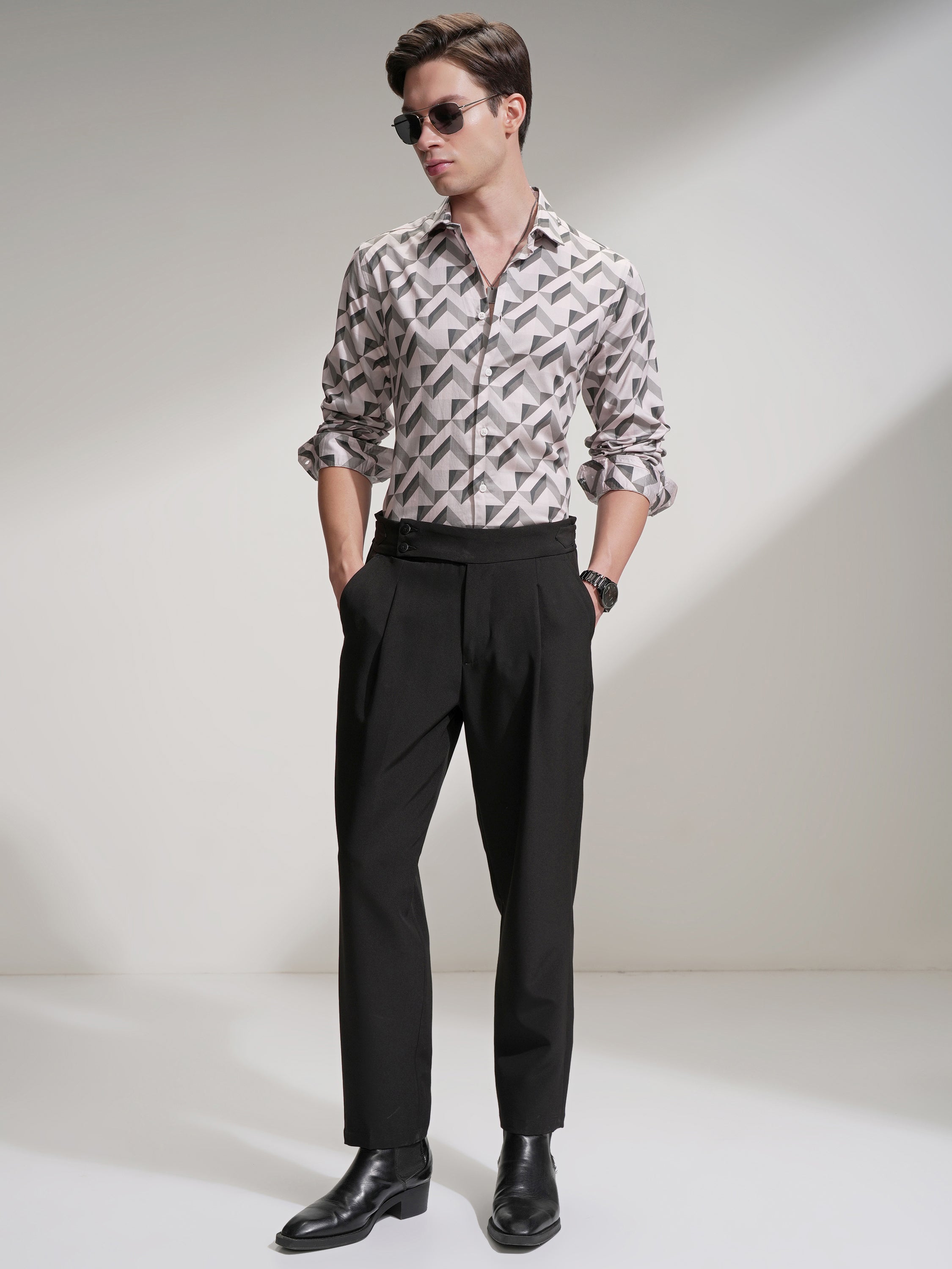 Highlander Men Multi Self Design Slim Fit Casual Shirt - Multi - Image 2