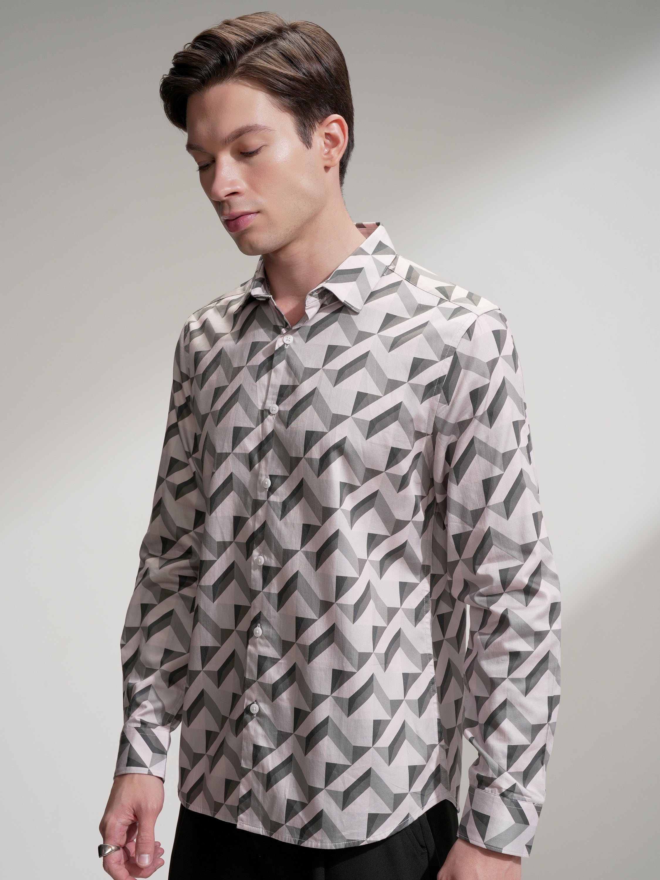 Highlander Men Multi Self Design Slim Fit Casual Shirt - Multi - Image 4