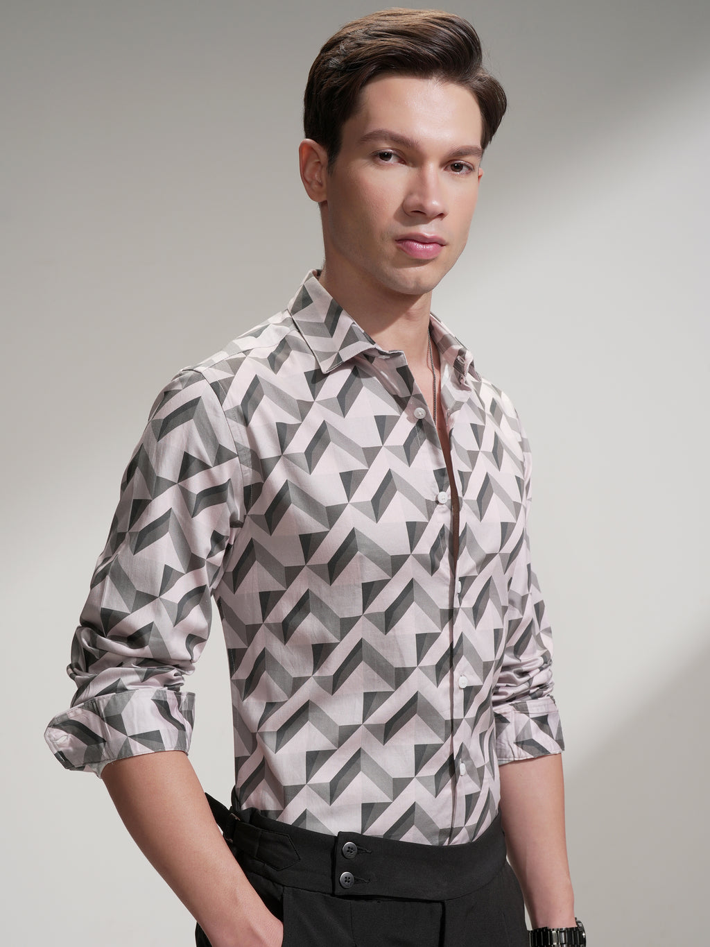 Highlander Men Multi Self Design Slim Fit Casual Shirt - Multi - Image 6