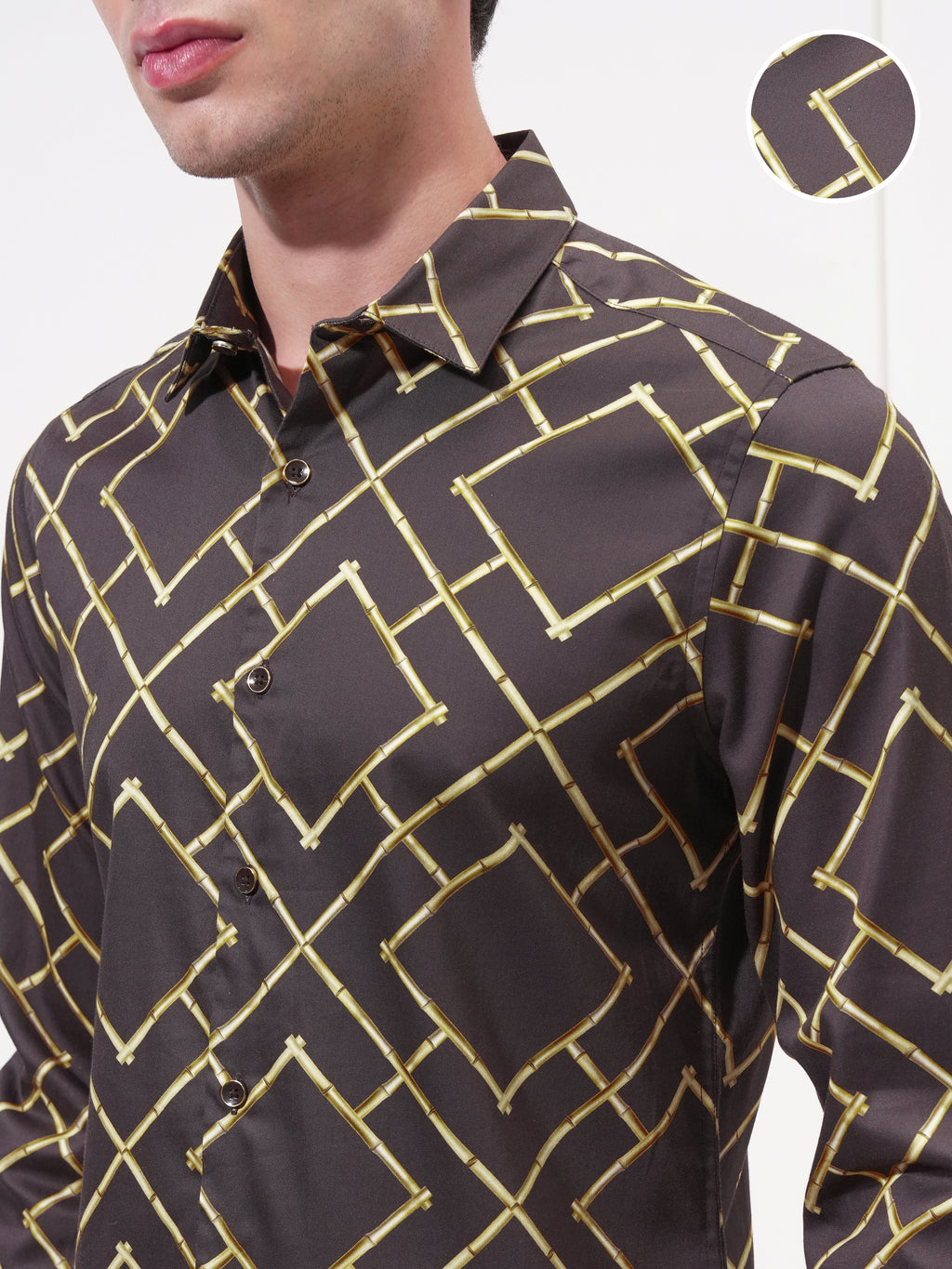 Highlander Men Brown Printed Slim Fit Casual Shirt - Brown - Image 5