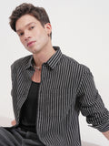 Highlander Men Black Striped Relaxed Fit Casual Shirt - Black - Image 1
