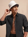 Highlander Men Black Self Design Relaxed Fit Casual Shirt - Black - Image 1