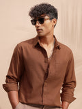 Highlander Men Brown Self Design Relaxed Fit Casual Shirt - Brown - Image 1