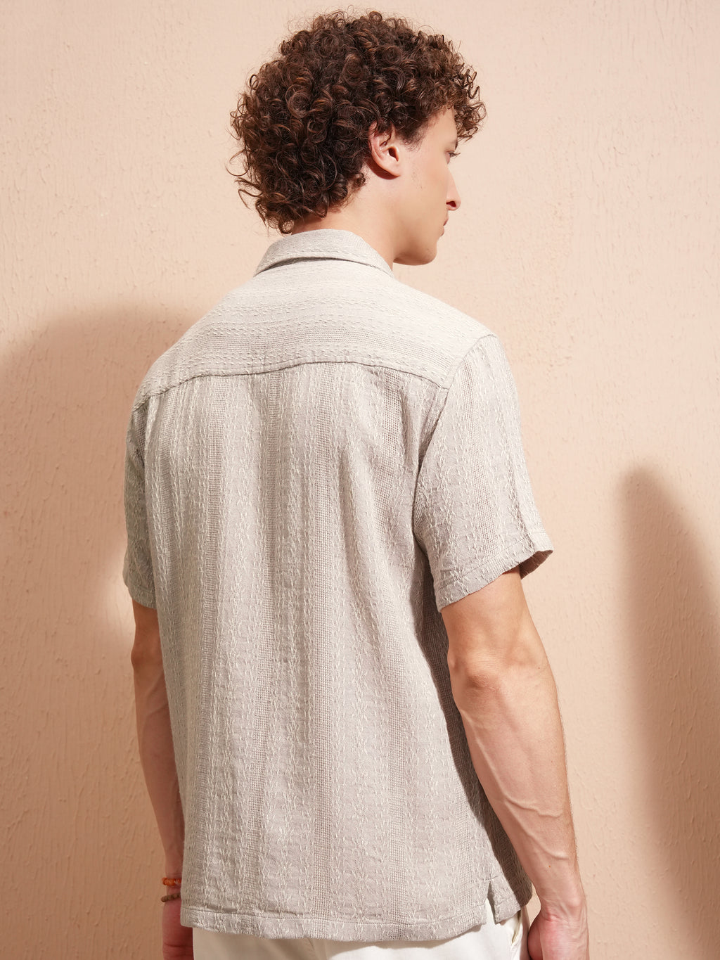Highlander Men Lavender Self Design Relaxed Fit Casual Shirt - Lavender - Image 3