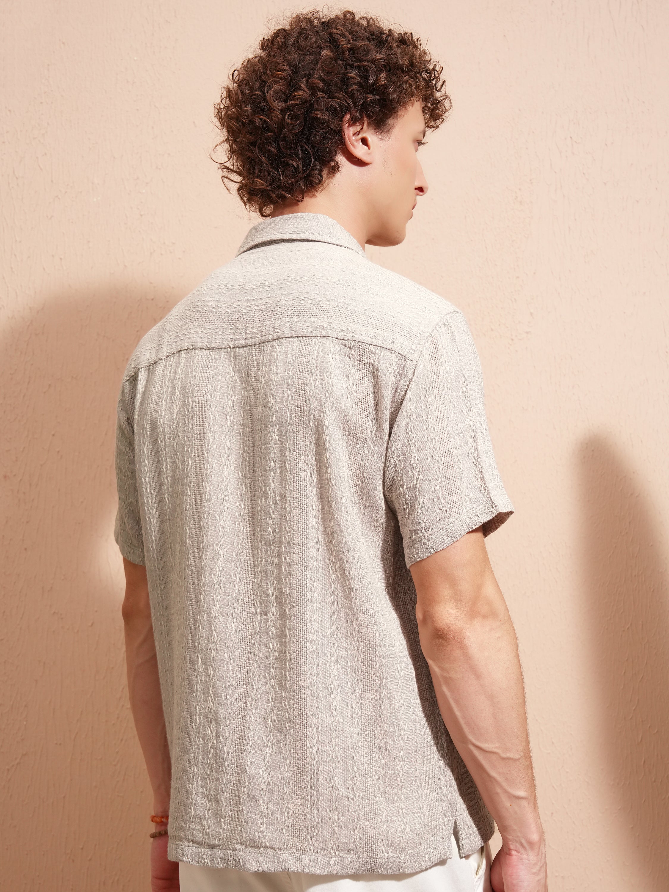 Highlander Men Lavender Self Design Relaxed Fit Casual Shirt - Lavender - Image 3