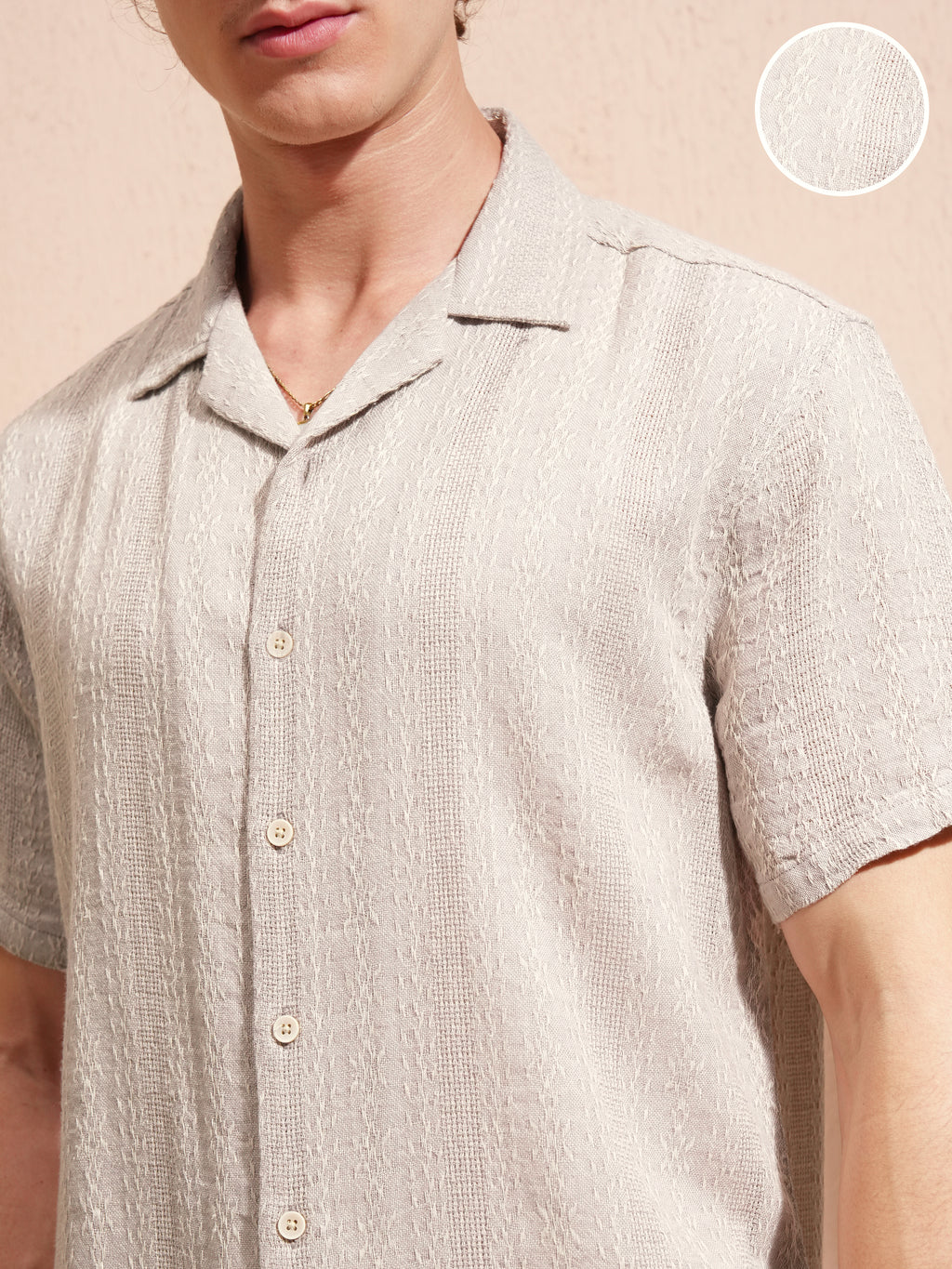 Highlander Men Lavender Self Design Relaxed Fit Casual Shirt - Lavender - Image 5