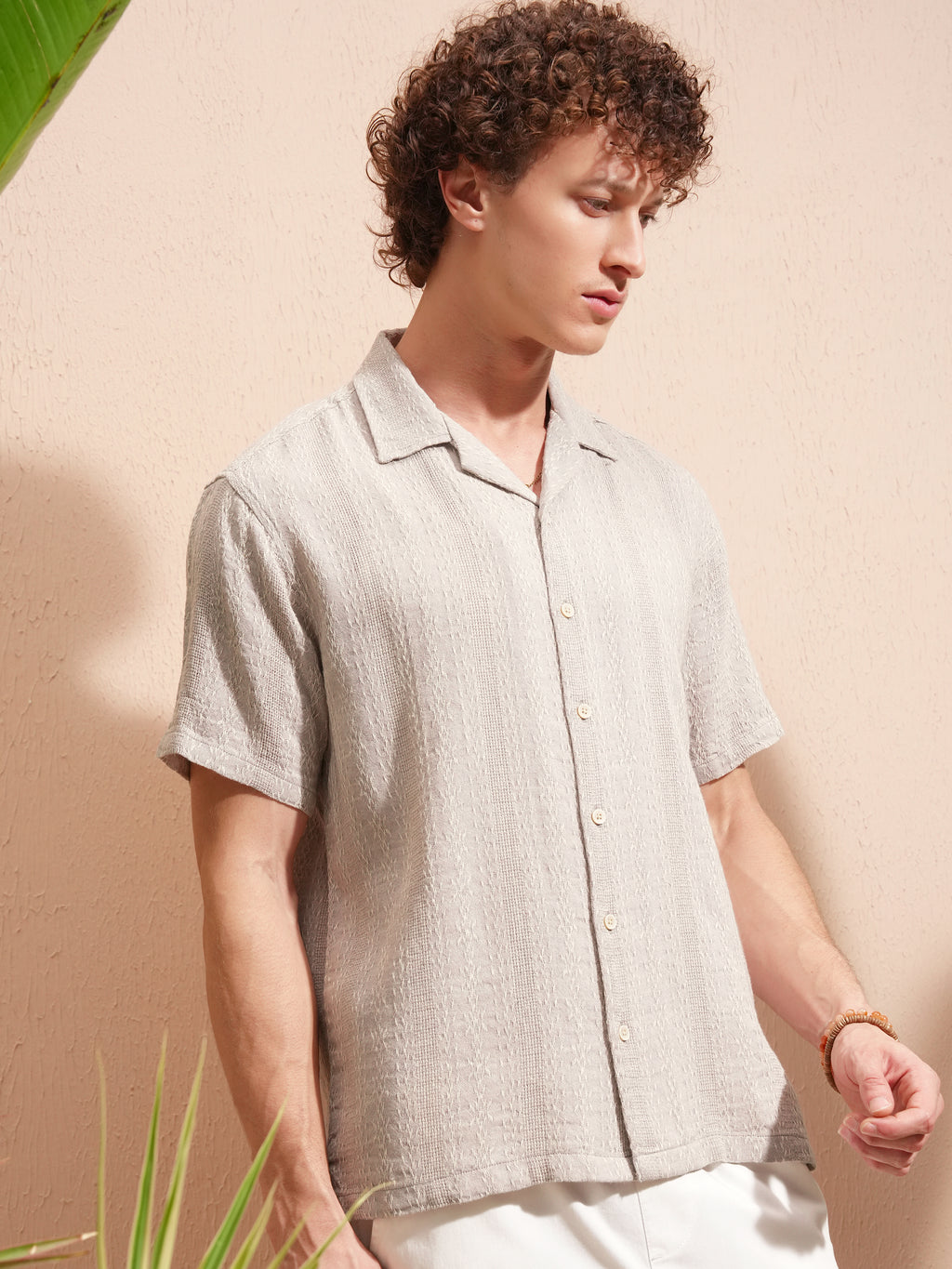 Highlander Men Lavender Self Design Relaxed Fit Casual Shirt - Lavender - Image 6