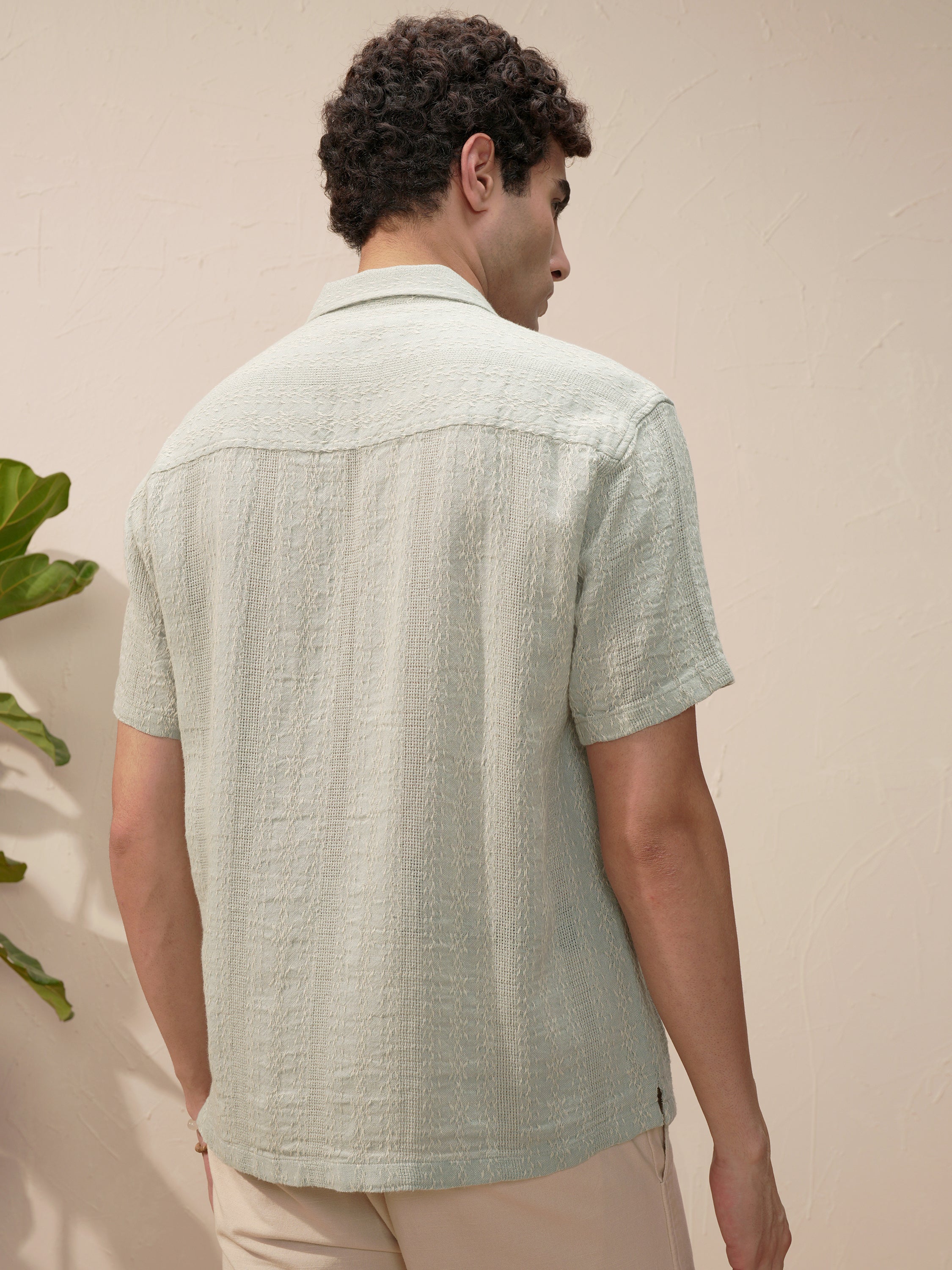Highlander Men Green Striped Relaxed Fit Casual Shirt - Green - Image 3