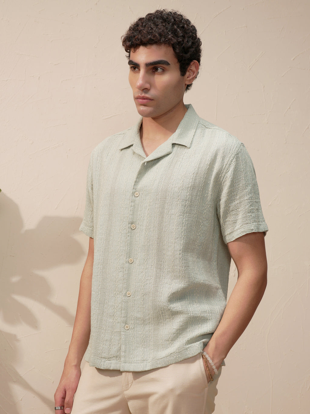 Highlander Men Green Striped Relaxed Fit Casual Shirt - Green - Image 4