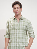 Highlander Men Olive Checked Relaxed Fit Casual Shirt - Olive - Image 1