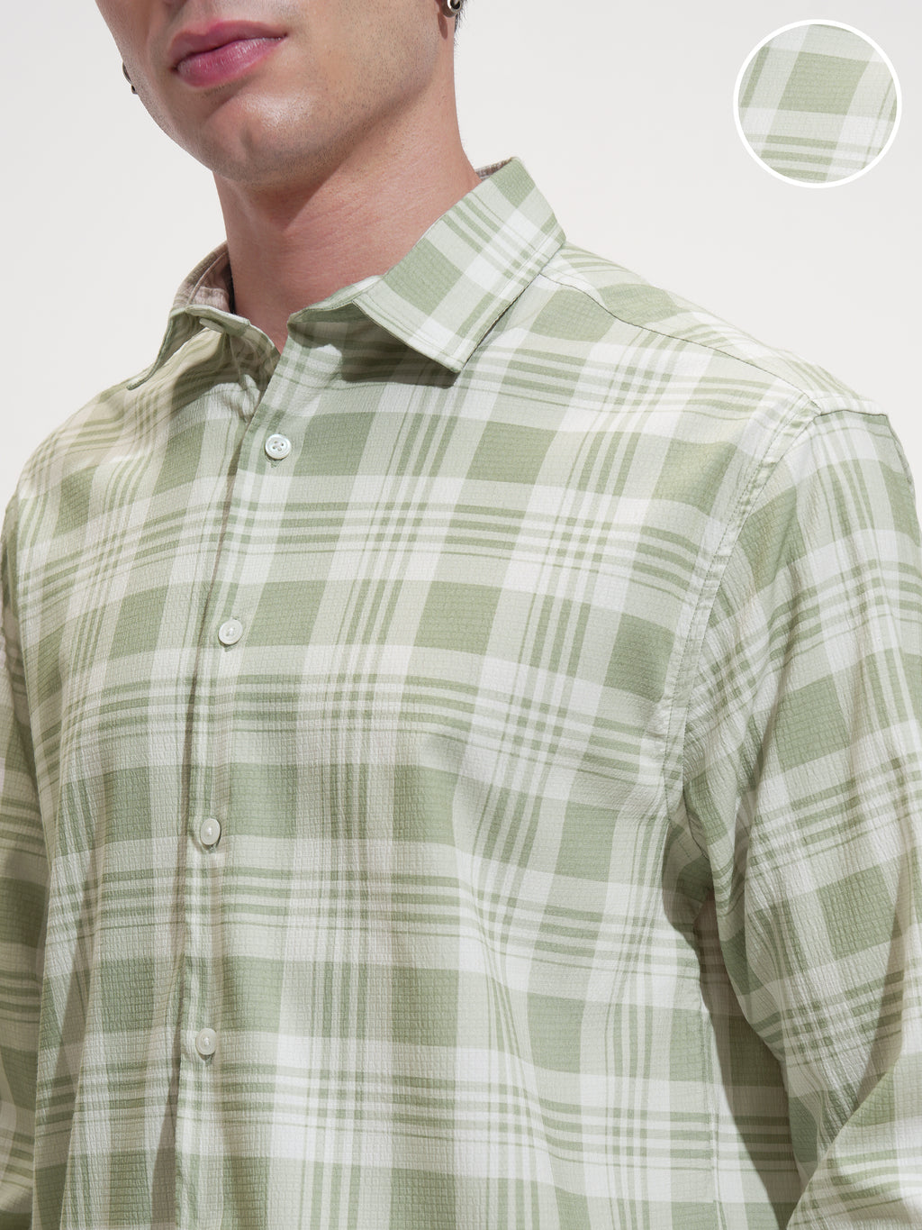 Highlander Men Olive Checked Relaxed Fit Casual Shirt - Olive - Image 5