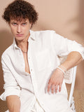 Highlander Men White Self Design Relaxed Fit Casual Shirt - White - Image 1