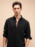 Highlander Men Black Self Design Relaxed Fit Casual Shirt - Black - Image 1