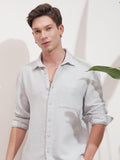 Highlander Men Grey Self Design Relaxed Fit Casual Shirt - Grey - Image 1